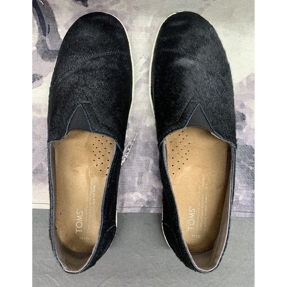 Toms Faux Fur Uppers Comfort Shoes Women's Size US 10 Black Slip On Rubber Sole - Picture 12 of 15